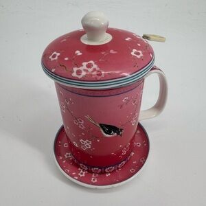 Ashdene Pink Bird Loose Leaf Tea-Steeper Mug